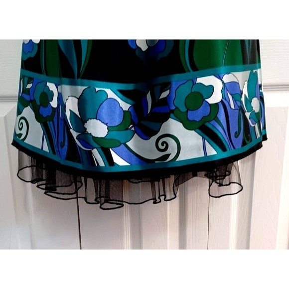 Speechless Junior Sz 7 Sundress Party Dress-Purple Blue/Green Floral/Blk Tulle - Picture 5 of 15